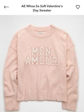 American Eagle Outfitters Pink "Mon Amour" Crewneck Sweater